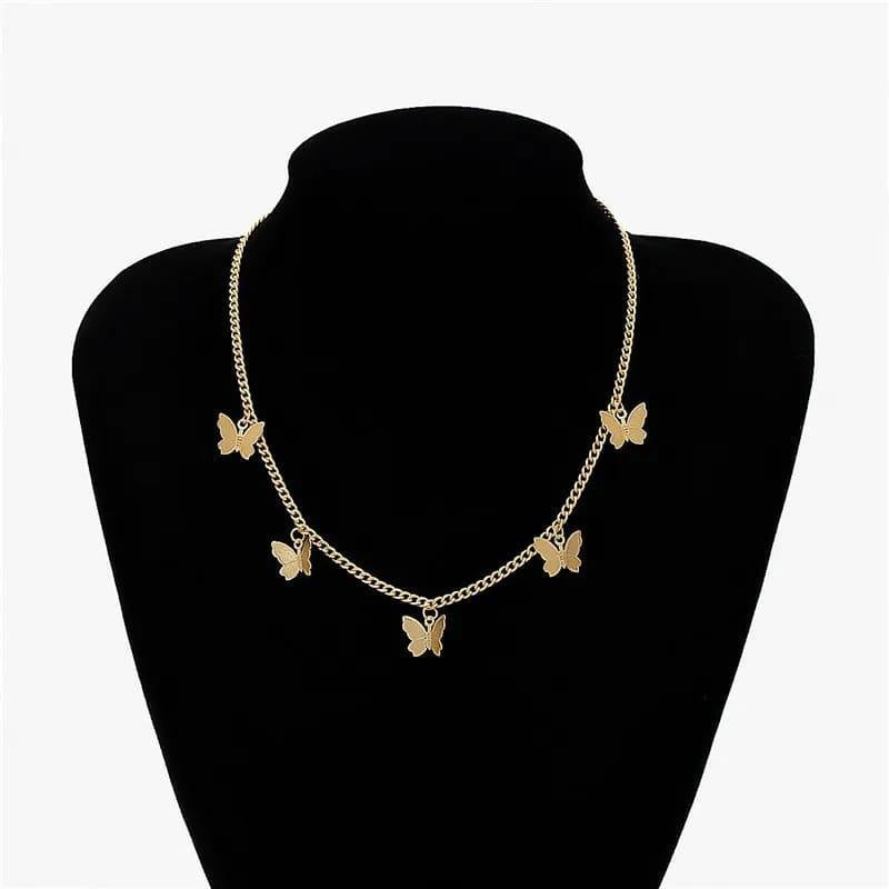 Gold-Plated Butterfly Design Choker Pendant- 1 Pc