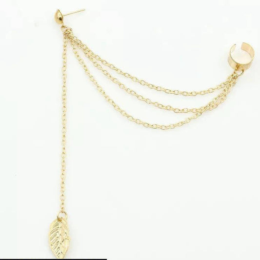 2 Pcs Gold And Silver Plated Leaf Design Ear Clip Earring