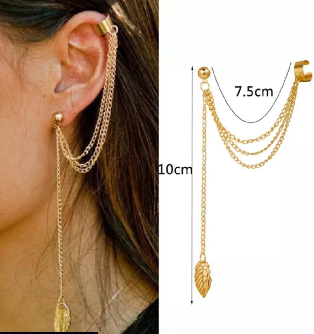 2 Pcs Gold And Silver Plated Leaf Design Ear Clip Earring