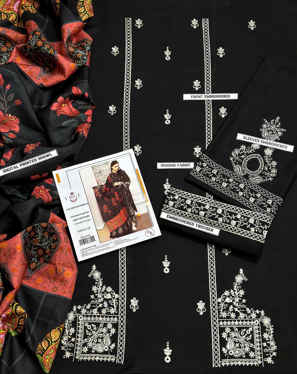 Premium Dhanak 3PC Embroidered Suit 7