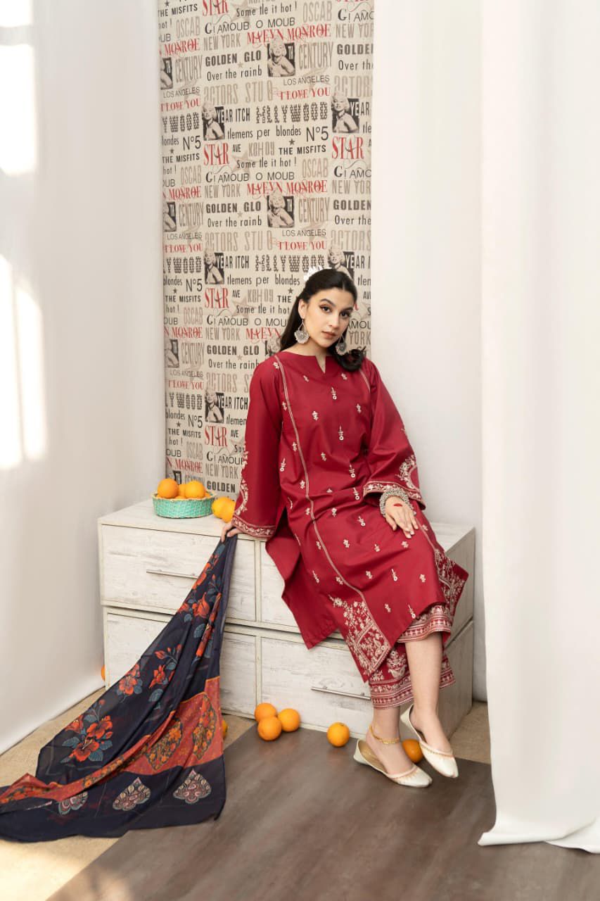 Premium Dhanak 3PC Embroidered Suit 7