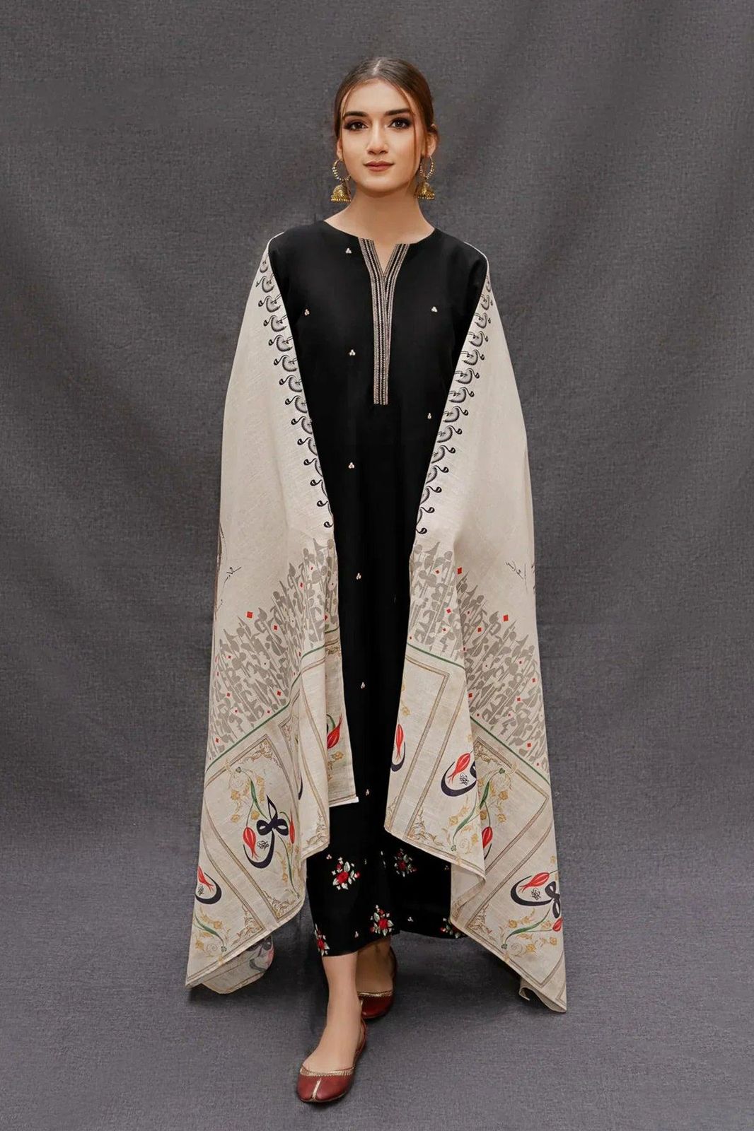 Premium Dhanak 3PC Embroidered Suit 3