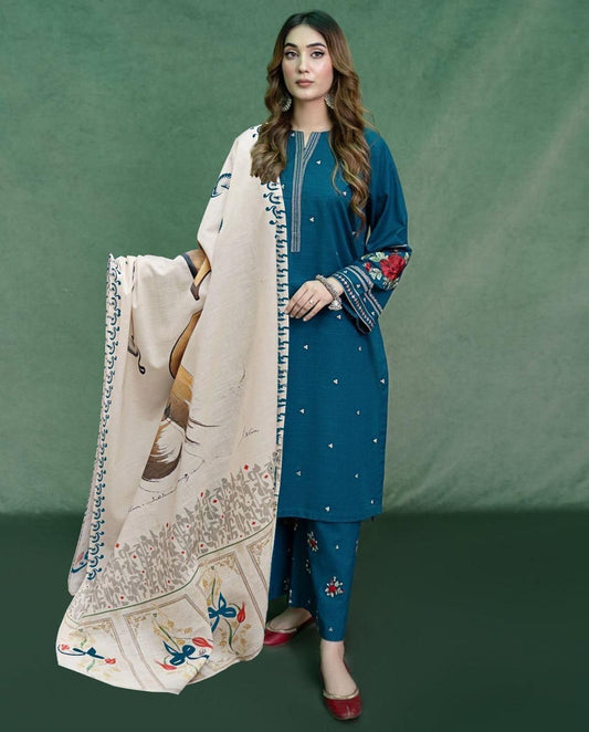 Premium Dhanak 3PC Embroidered Suit 2