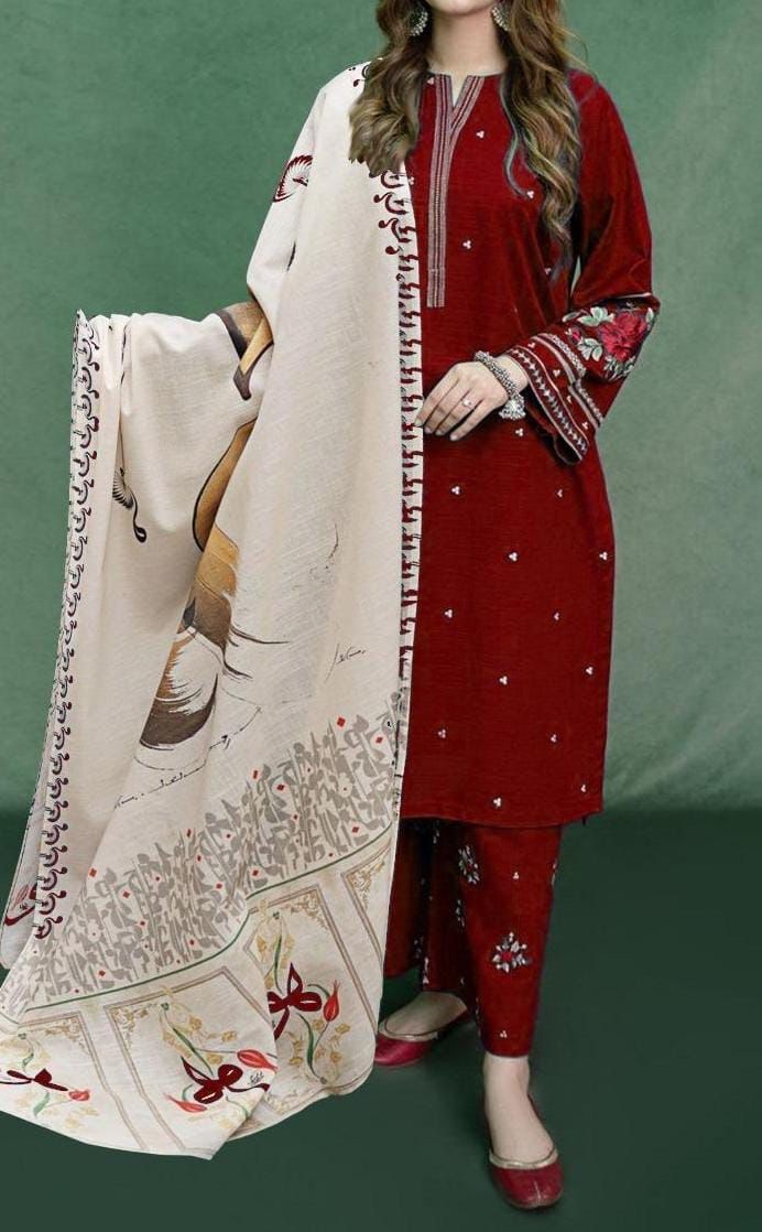 Premium Dhanak 3PC Embroidered Suit 2