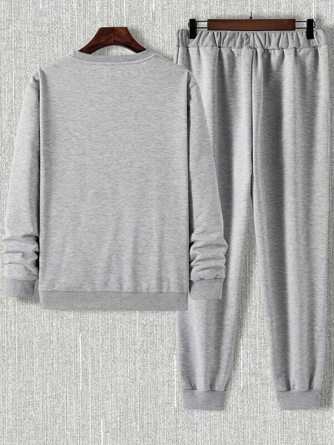 2 Pcs Men's  Graphic Sweatshirt Track Suit