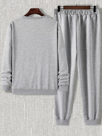 2 Pcs Men's  Graphic Sweatshirt Track Suit