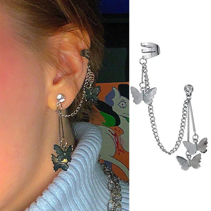 Pair Of Silver Plated Butterfly Design Ear Clip Earrings 2P CS