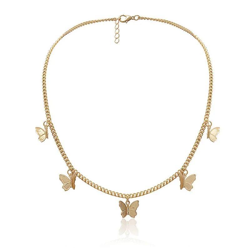 Gold-Plated Butterfly Design Choker Pendant- 1 Pc