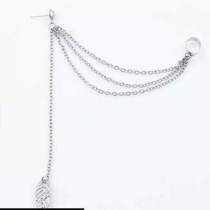 2 Pcs Gold And Silver Plated Leaf Design Ear Clip Earring