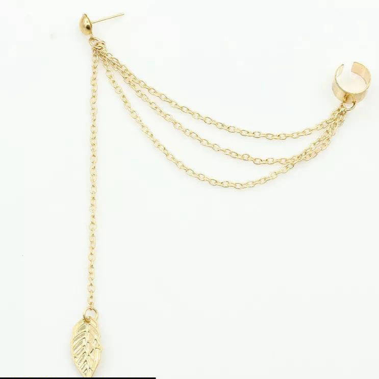 2 Pcs Gold And Silver Plated Leaf Design Ear Clip Earring
