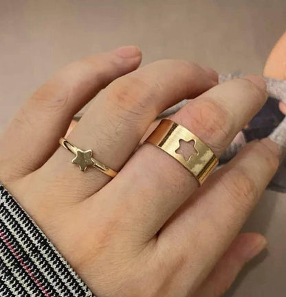 2 Pcs Trendy Couple Star Rings