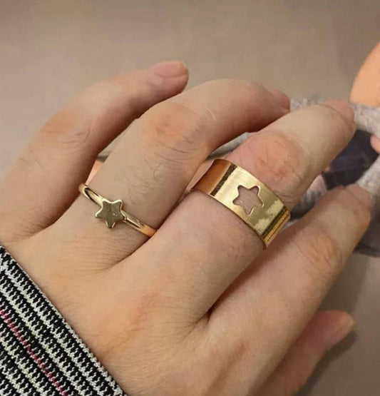 2 Pcs Trendy Couple Star Rings