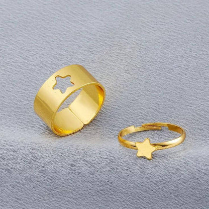 2 Pcs Trendy Couple Star Rings