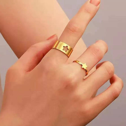 2 Pcs Trendy Couple Star Rings