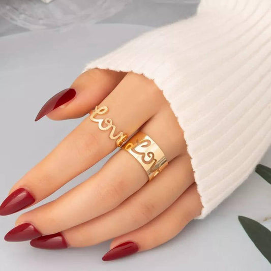 2 Pcs Trendy Couple Love Rings