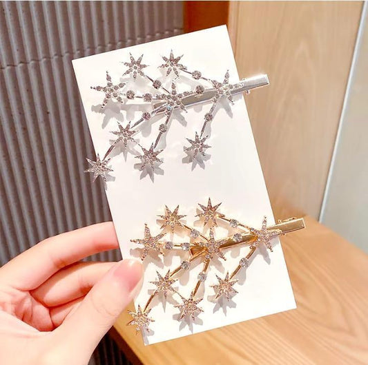 Modern Design Gold Plated Artificial Stones Hair Pin 2pc