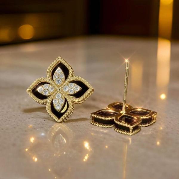 Sparkling Four-leaf Studs With Cubic Zirconia
