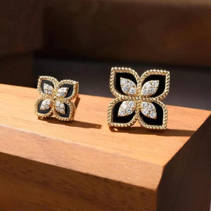 Sparkling Four-leaf Studs With Cubic Zirconia