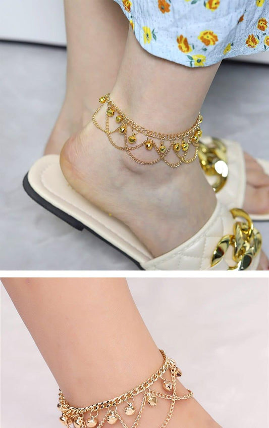 Stunning Gold Plated Pair Of Bells Anklet