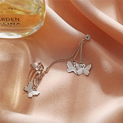 Pair Of Silver Plated Butterfly Design Ear Clip Earrings 2P CS