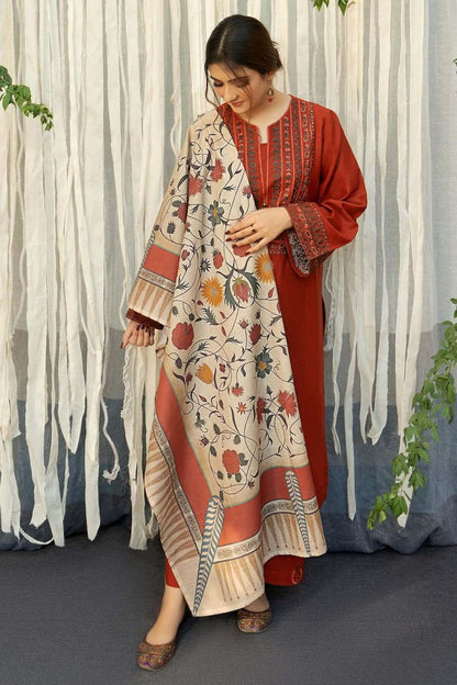Premium Dhanak 3PC Embroidered Suit 10