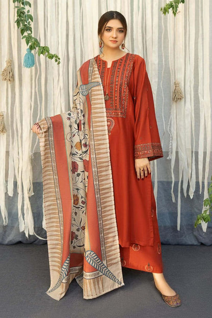 Premium Dhanak 3PC Embroidered Suit 10