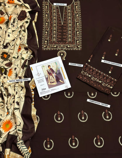 Premium Dhanak 3PC Embroidered Suit 10