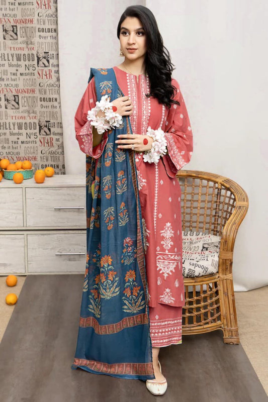 Premium Dhanak 3PC Embroidered Suit 6