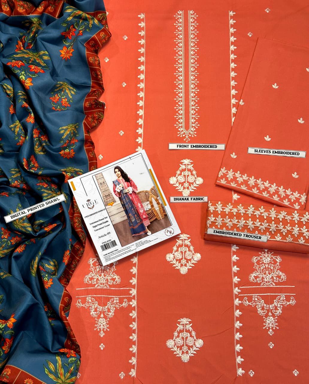 Premium Dhanak 3PC Embroidered Suit 6