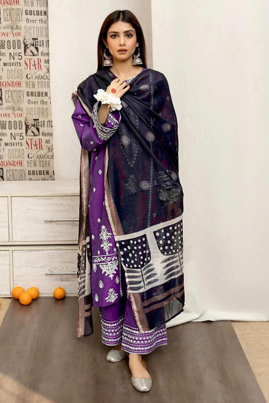 Premium Dhanak 3PC Embroidered Suit 5