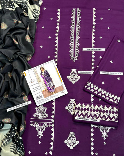 Premium Dhanak 3PC Embroidered Suit 5