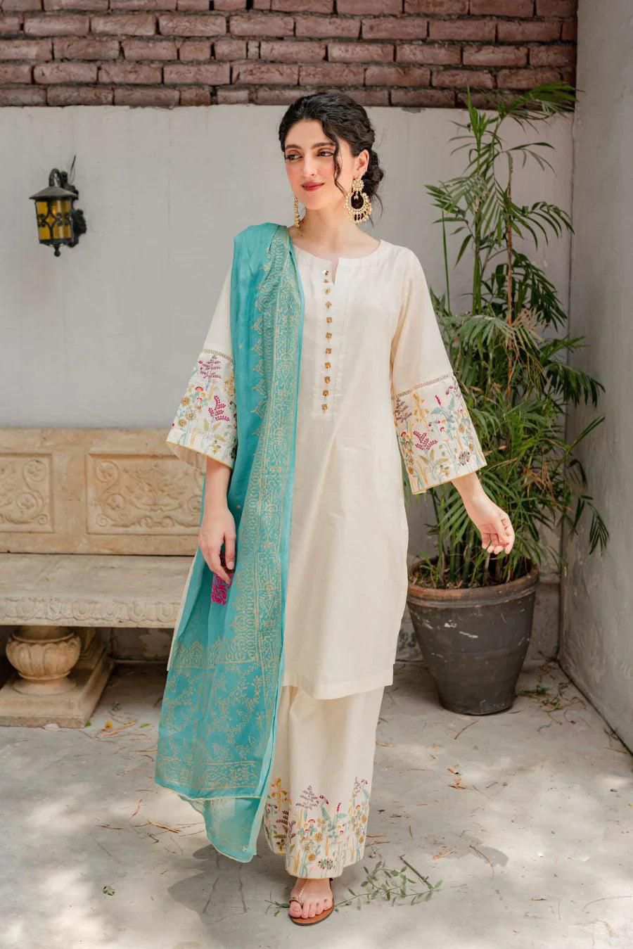 Premium Dhanak 3PC Embroidered Suit 4