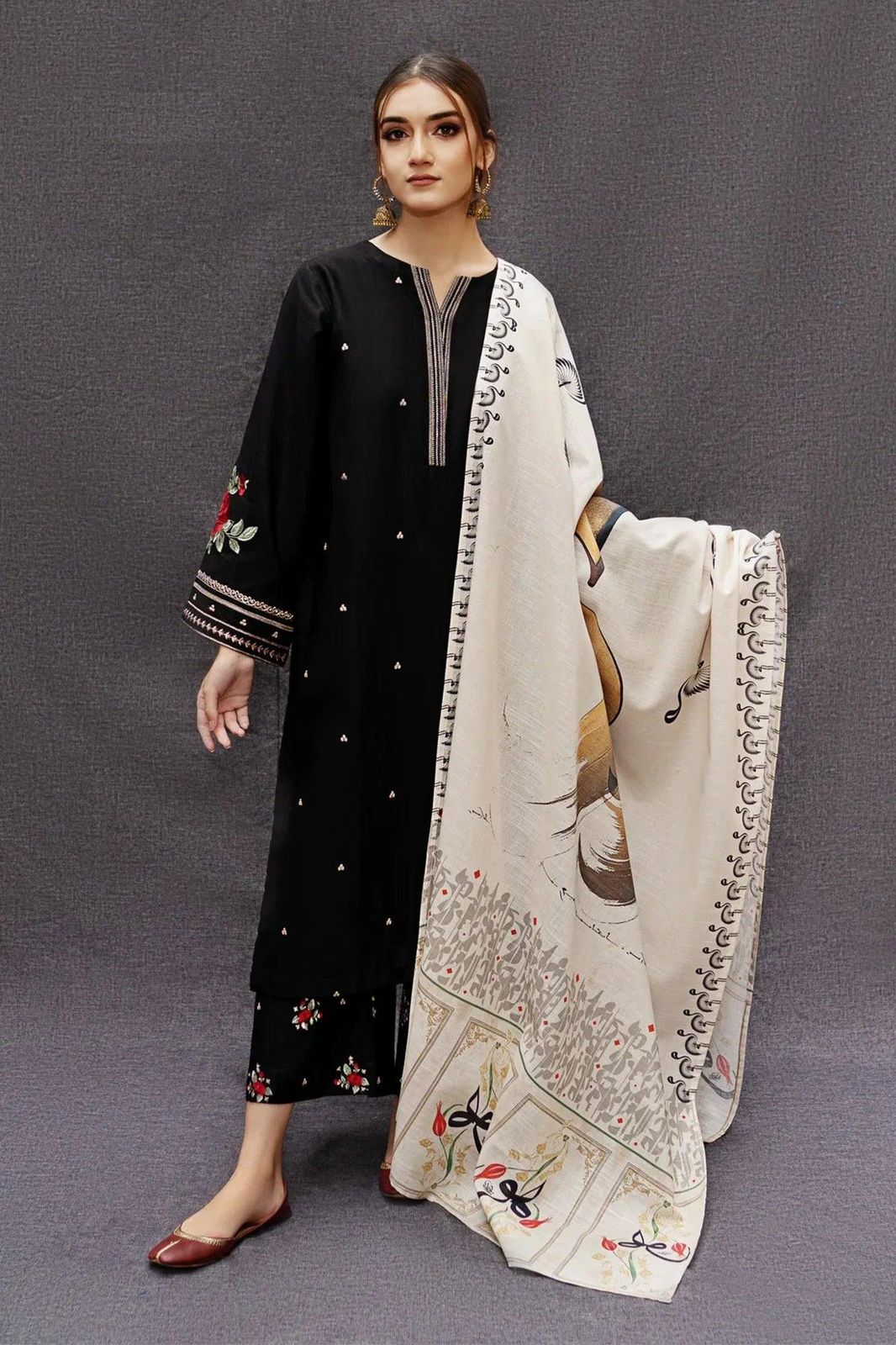 Premium Dhanak 3PC Embroidered Suit 3