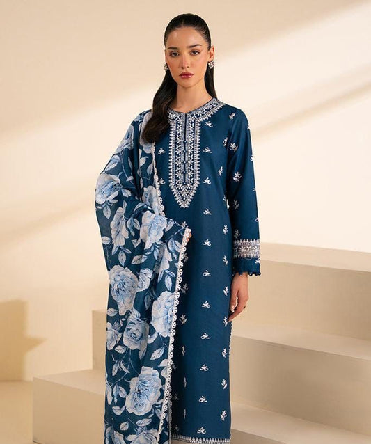 Premium Dhanak 3PC Embroidered Suit 1