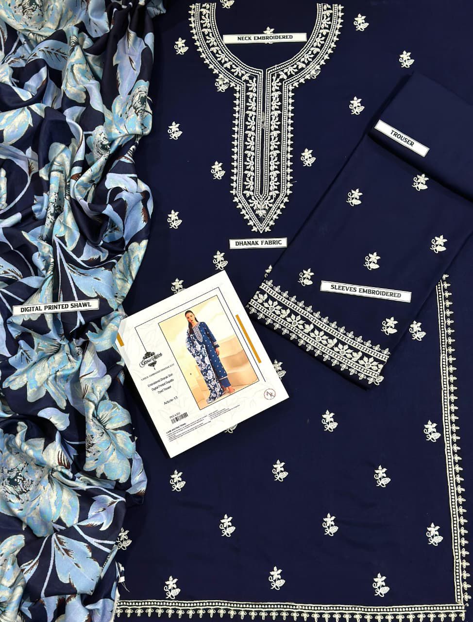 Premium Dhanak 3PC Embroidered Suit 1