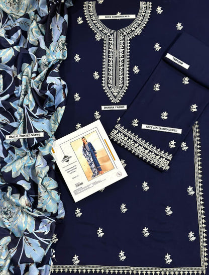 Premium Dhanak 3PC Embroidered Suit 1