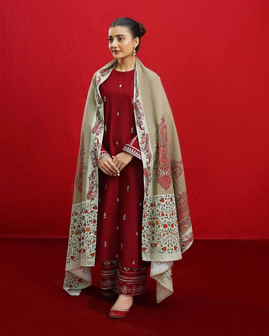 Premium Dhanak 3PC Embroidered Suit 8