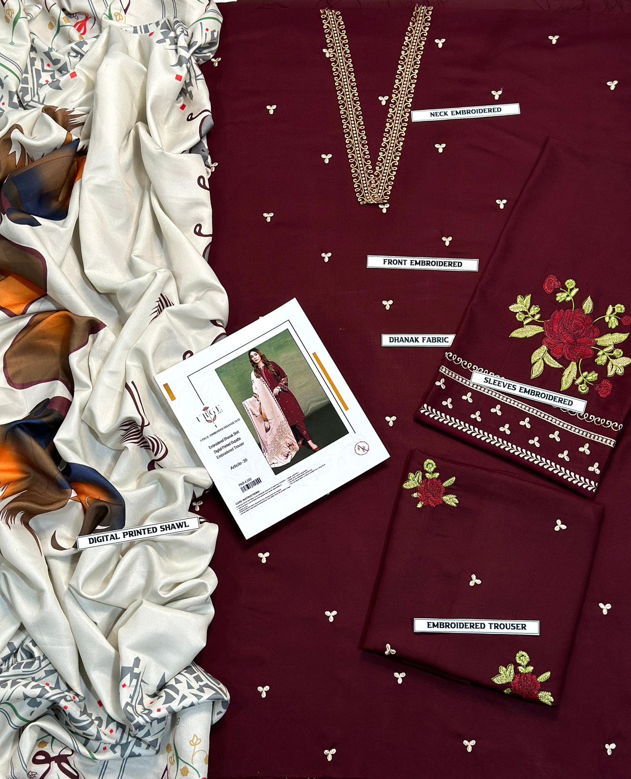 Premium Dhanak 3PC Embroidered Suit 2